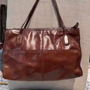 Elegant Vintage Hobo Brand Brown Leather Tote Bag